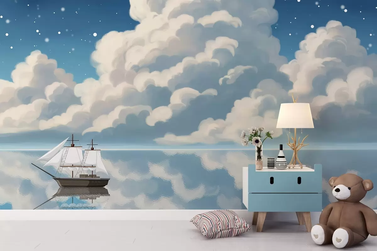 Murale Nuages épais au-dessus de l'eau w04996