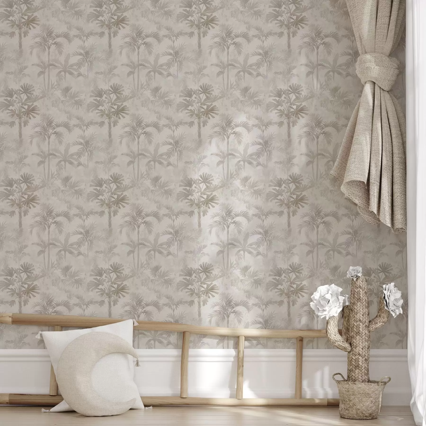 fototapeter Tåget palmelund i varme beige nuancer a00881