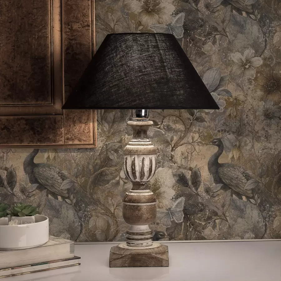 Murale Collage floral vieilli avec des paons et des papillons a00897