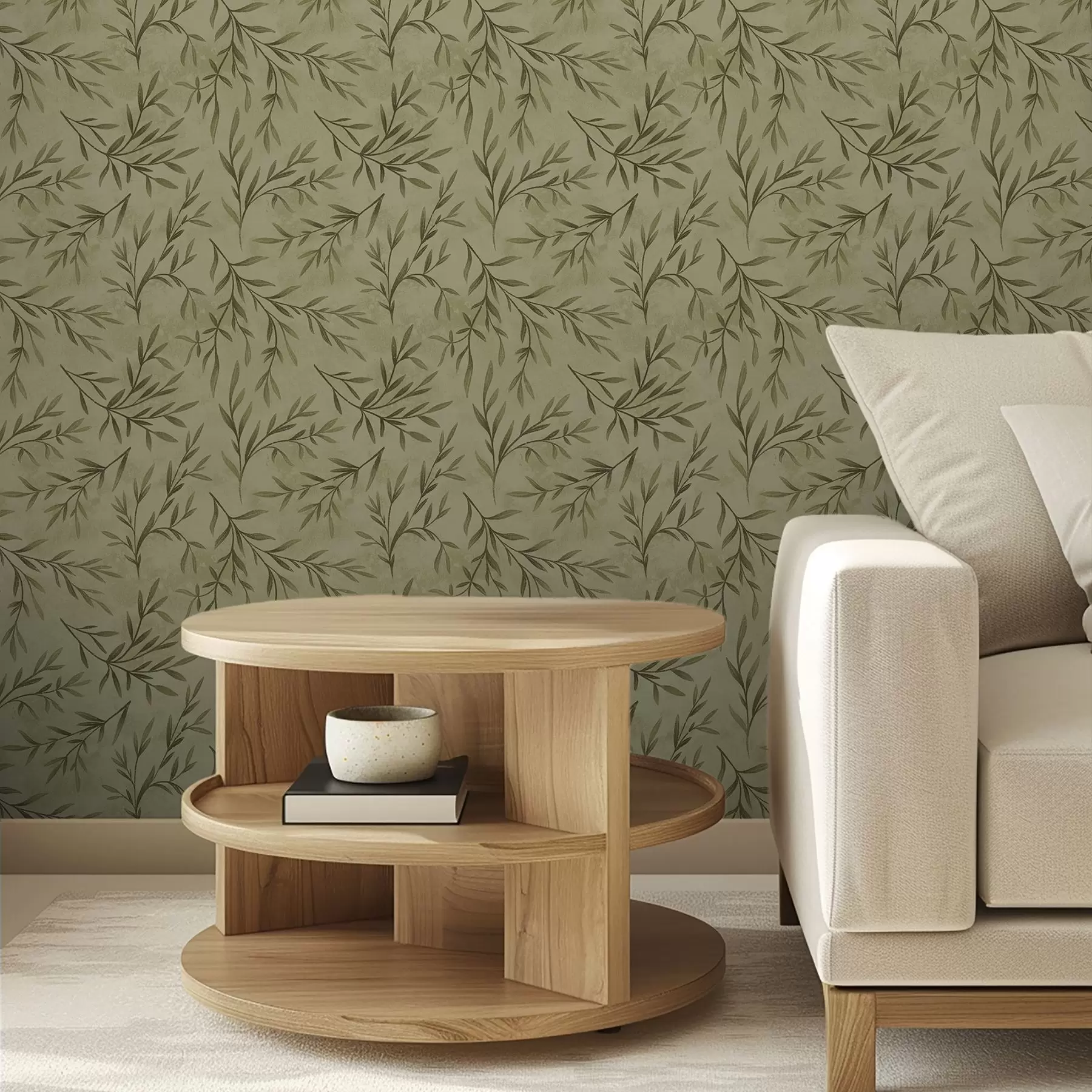 fototapeter Olivenkviste på en dæmpet gulgrøn tekstureret baggrund a00936