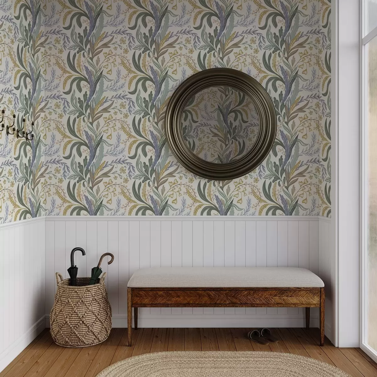 Tapete Üppiges Blumenornament in sanften Pastelltönen a00939