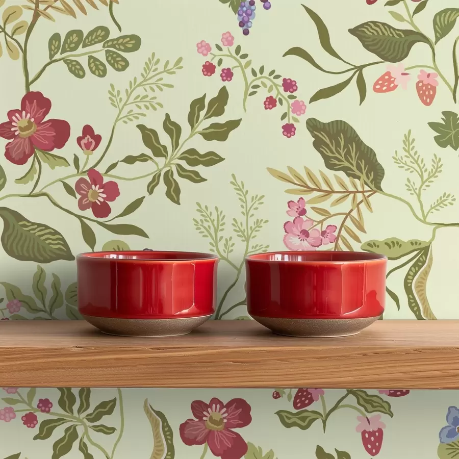 Murale Jardin fleuri avec baies, raisins et fleurs sauvages a00961