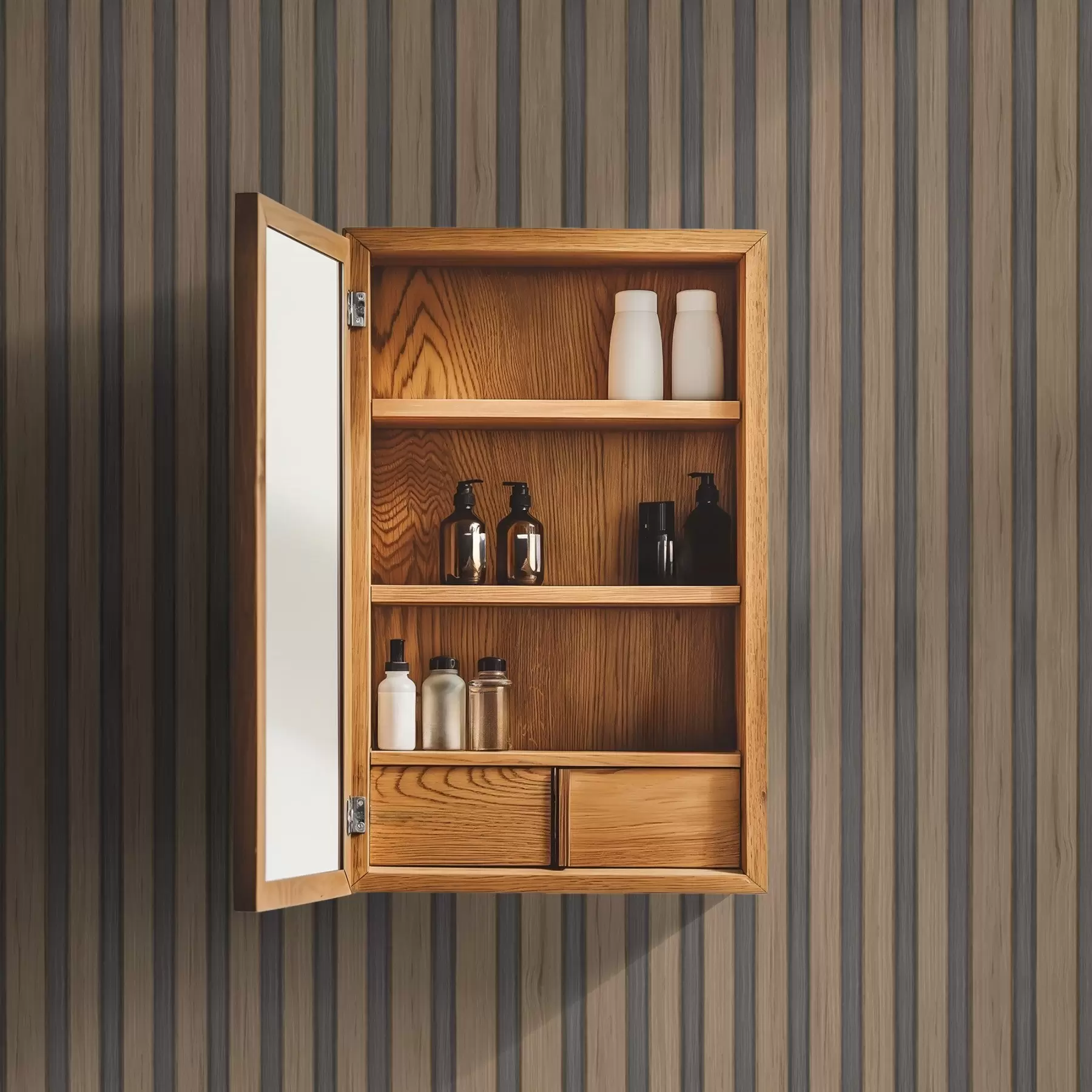 fototapeter Lodrette trælameller med mørkegrå indsatser a00991