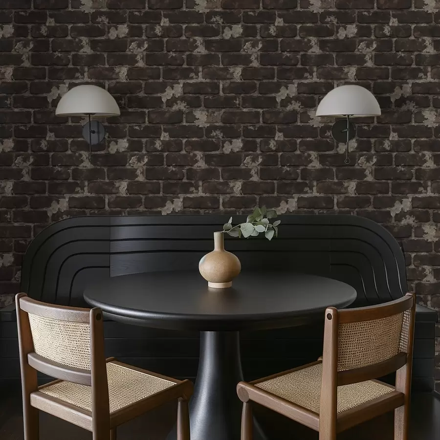 Murale Vieux mur de briques noirci avec des traces d'usure a01030