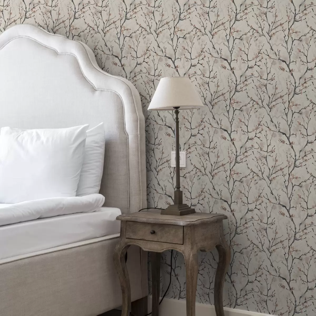 Papier peint Branches de cerisier aquarellées sur fond clair a01033