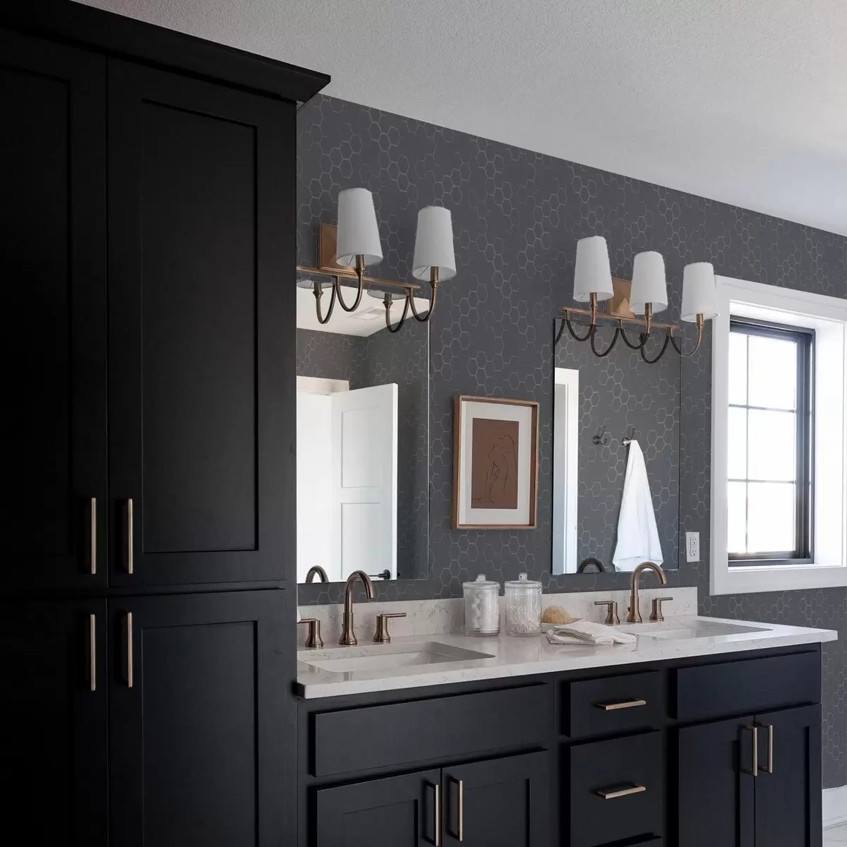 Papier peint Motif nid d'abeille graphite foncé avec profondeur a01061v1