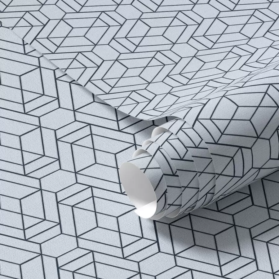 fototapeter Lyseblåt geometrisk terningmønster a01066