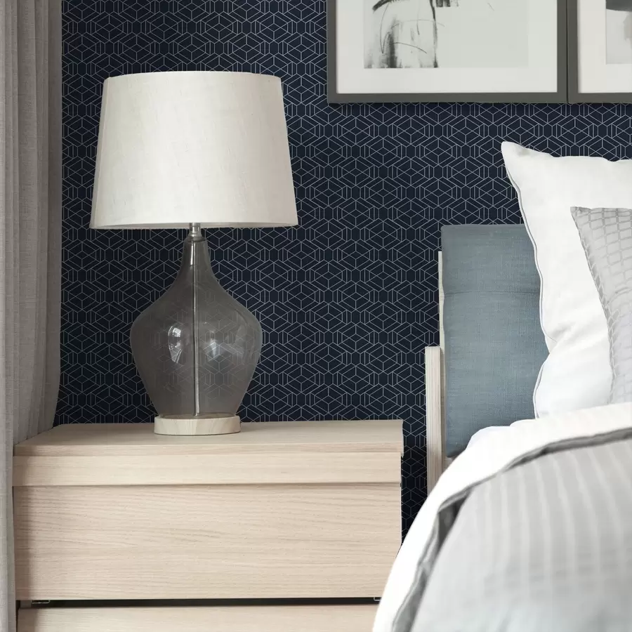 fototapeter Mørkeblå geometrisk gitter af terninger a01066v1