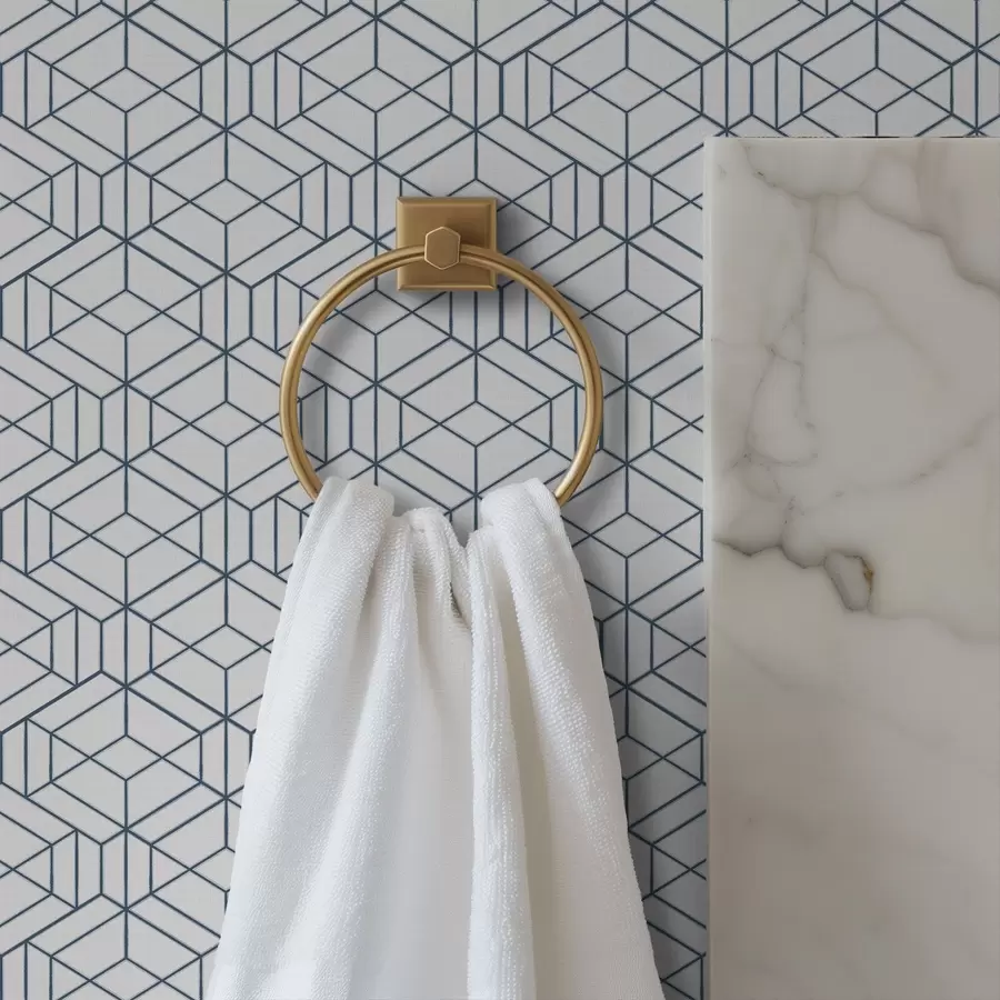 fototapeter Hvid baggrund med blå tredimensionelle geometriske terninger a01067