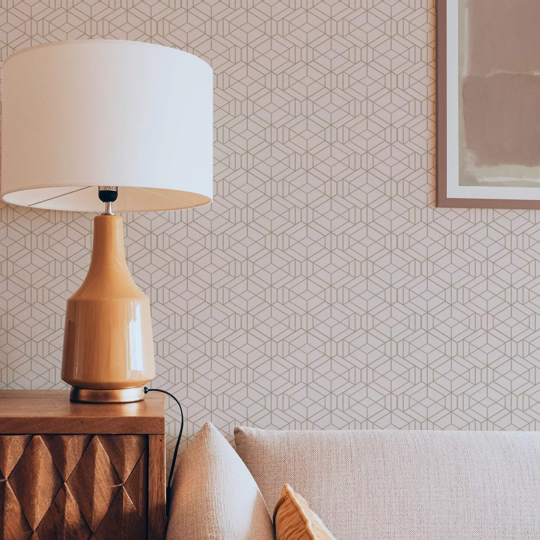 Murale Fond beige chaud avec de petits cubes graphiques a01067v3