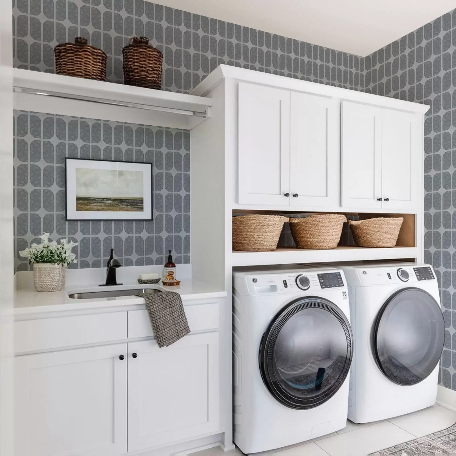 Murale Mosaïque grise avec arcs rectangulaires et texture douce a01068