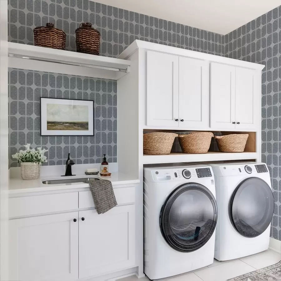 fototapeter Grå mosaik med rektangulære buer og blød tekstur a01068