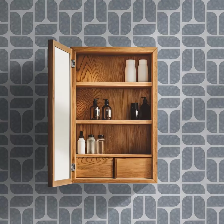 fototapeter Grå mosaik med skiftevis afrundede og rektangulære former a01069