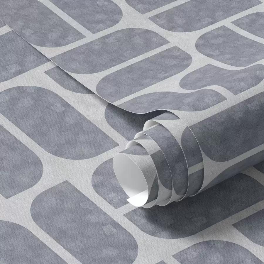 Fototapete Graues Mosaik mit abwechselnd runden und rechteckigen Formen a01069