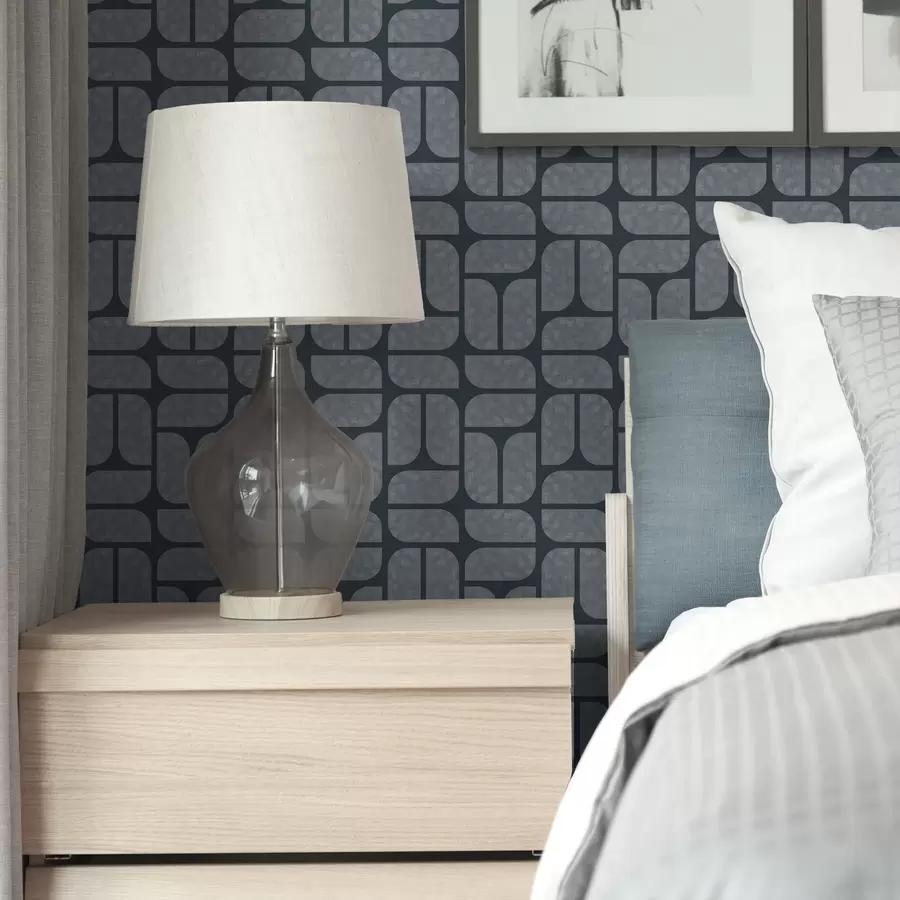 fototapeter Mørk baggrund med grå mosaik af afrundede moduler a01069v1