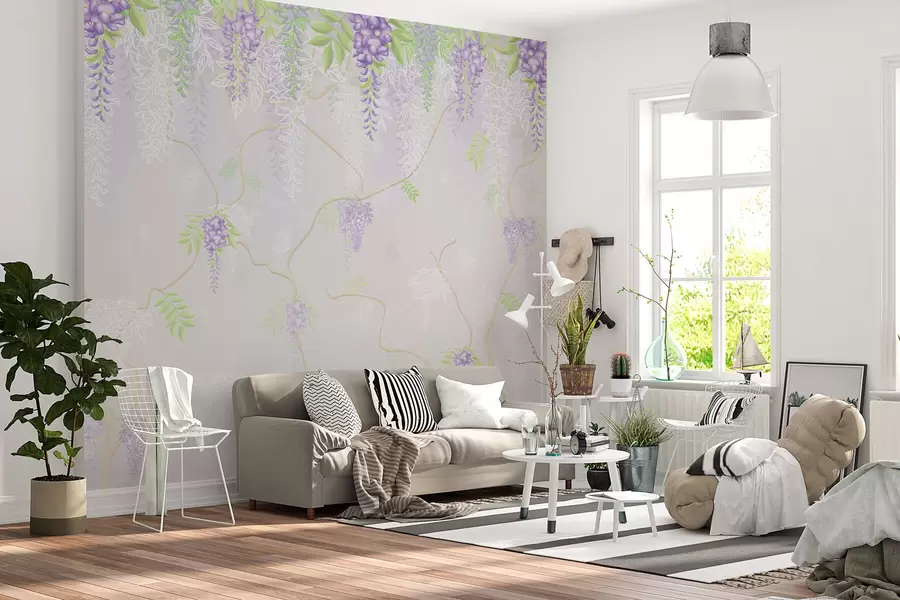fototapeter Elegant blomsterdesign i pastelfarver w01685