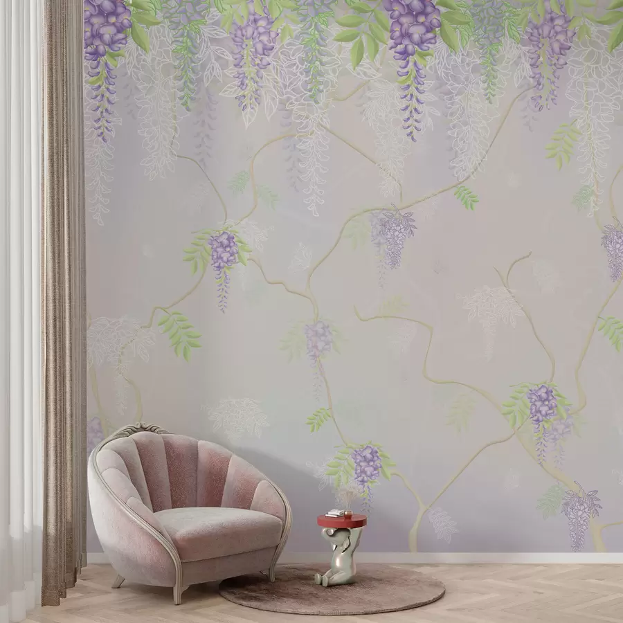 Murale Élégant motif floral dans des tons pastel w01685