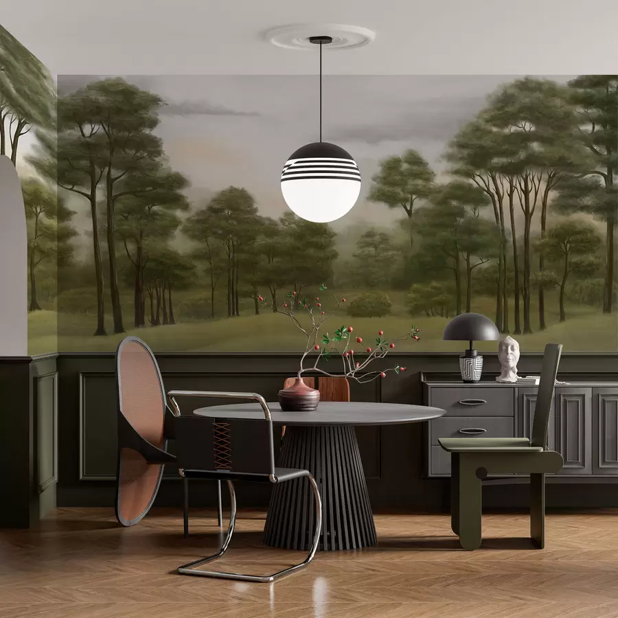 Murale Paysage forestier serein aux teintes douces w02193