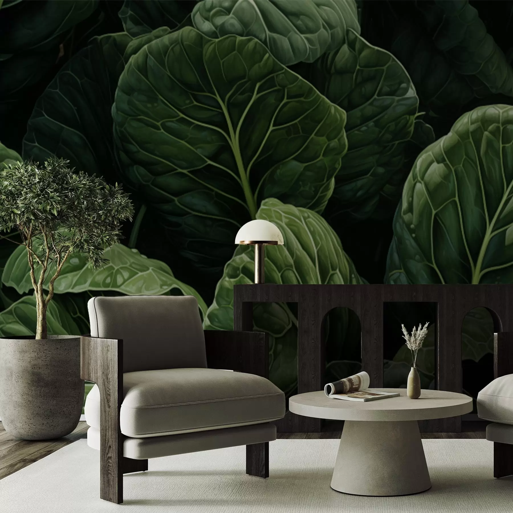 Fototapete Verspielte grüne Blätter w05043