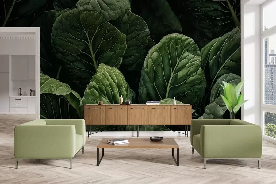 Fototapete Verspielte grüne Blätter w05043