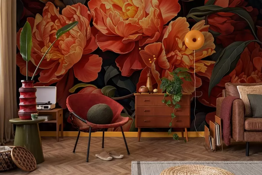 Murale Soirée florale chaleureuse w05044