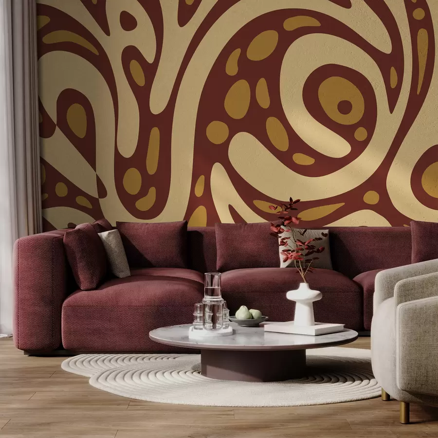 Murale Motif abstrait avec des formes marron et beiges w05071v2