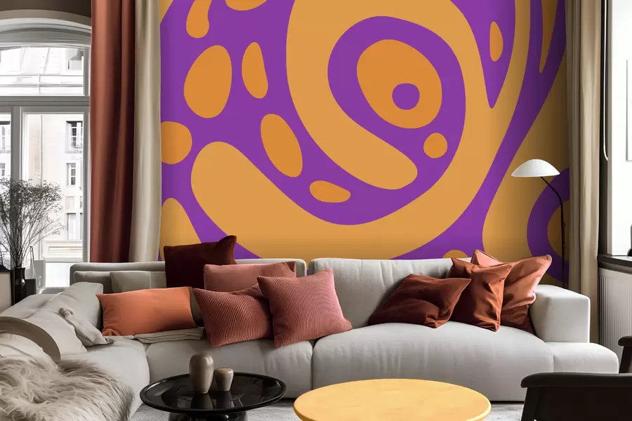 Fototapete Abstraktes Muster mit fließenden Formen in zwei Farben w05071v3