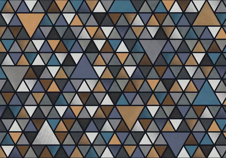 Murale Motif géométrique composé de triangles multicolores w05094