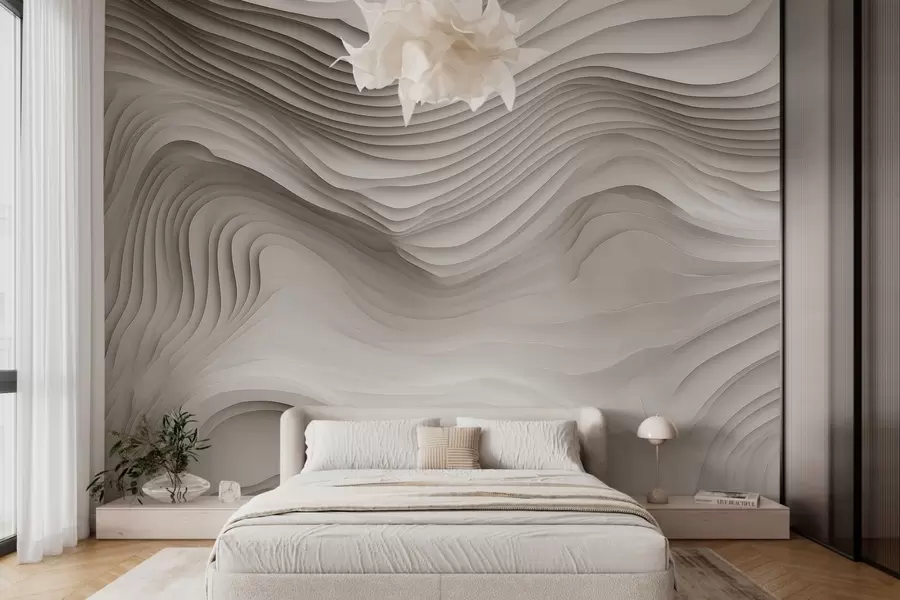 fototapeter efterligning af voluminøse, trappede relieffer i beige nuancer w05061v1