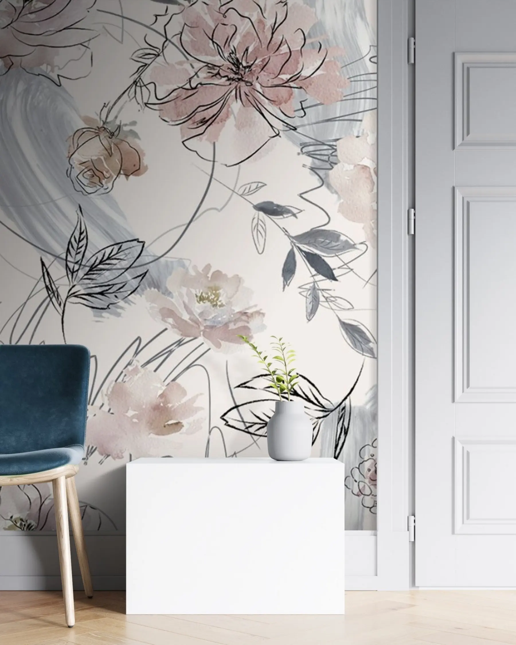 Murale Fleurs à l'aquarelle u71515