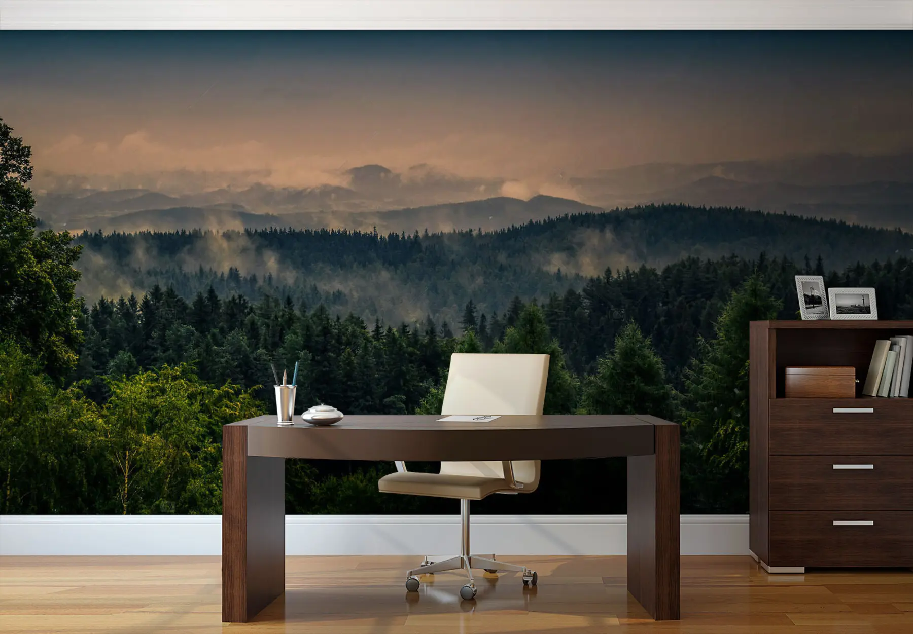 fototapeter Træer af træer i tågen u72174