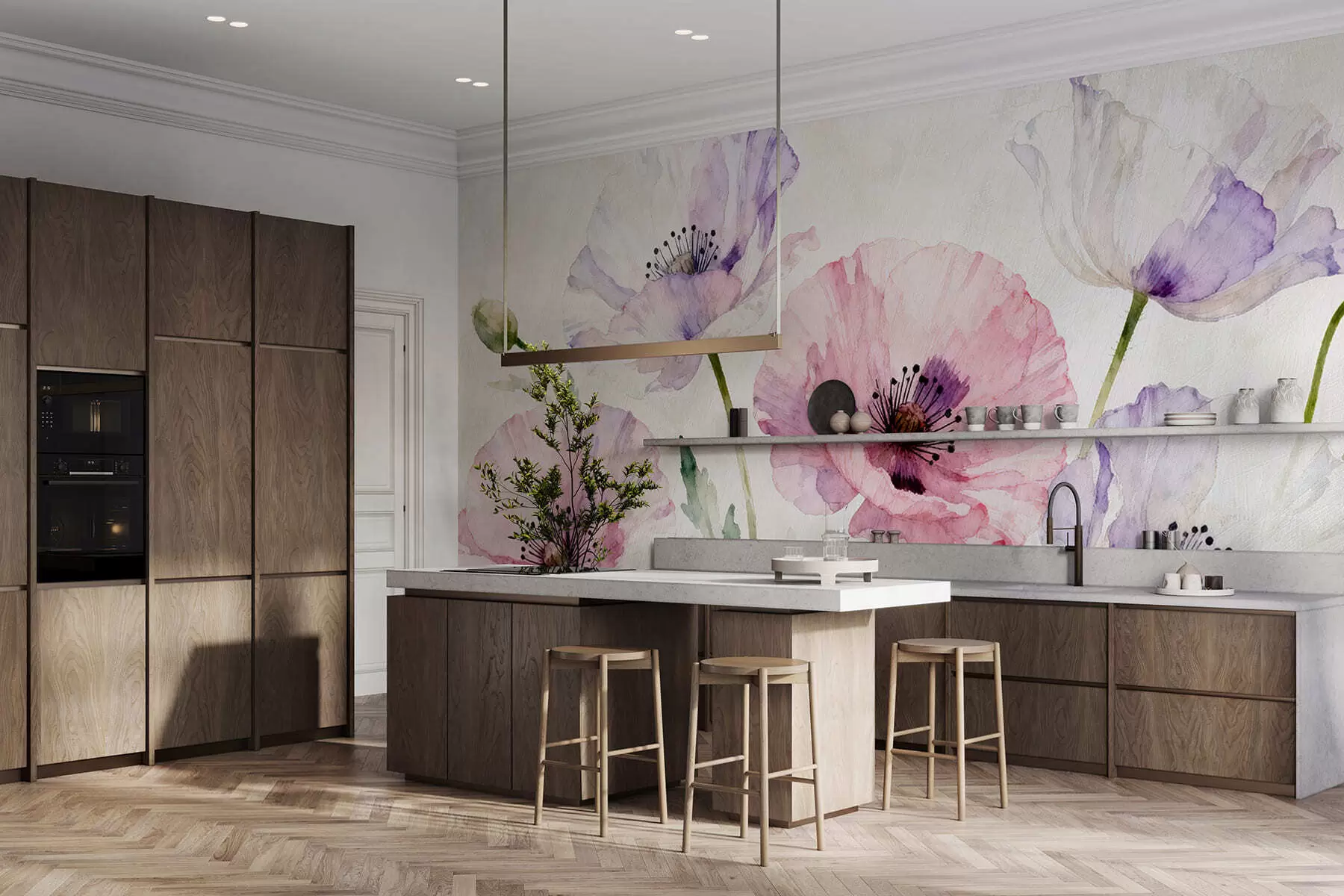 fototapeter Valmuer i akvarel w05174