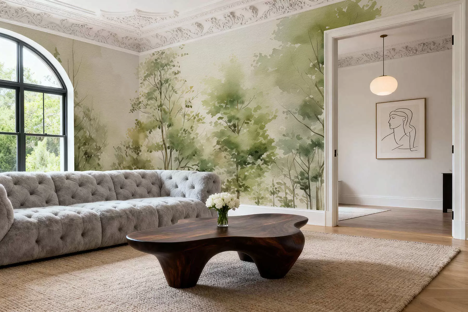 Fototapete Aquarell Laubwald w05180