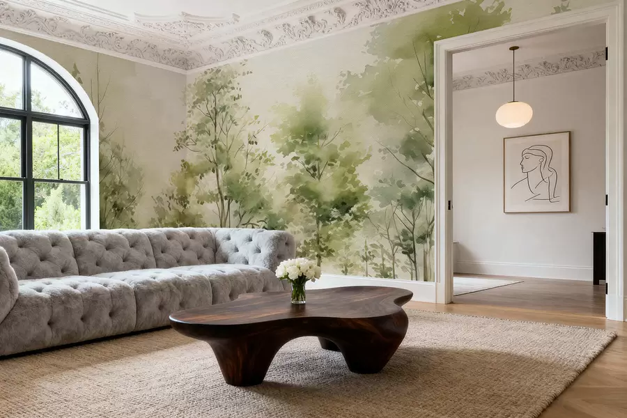 fototapeter Akvarel løvskov w05180