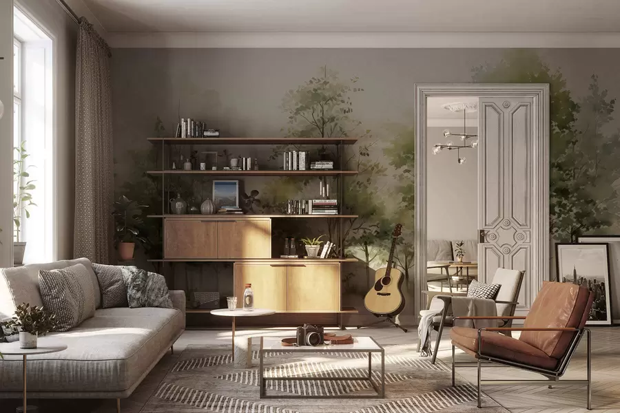 Fototapete Aquarell Laubwald w05180