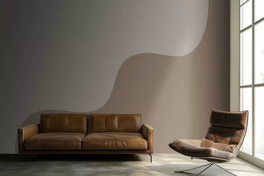 Fototapete Geschmeidige abstrakte Formen in hellbeigen und braunen Farbtönen w05097v2