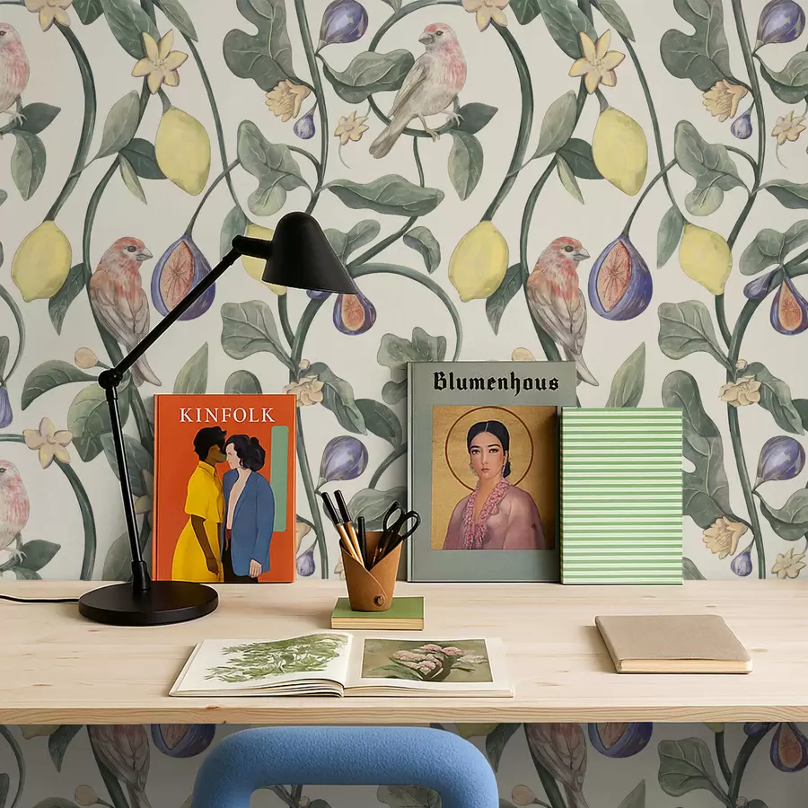 fototapeter Fugle blandt blade og frugter a01107