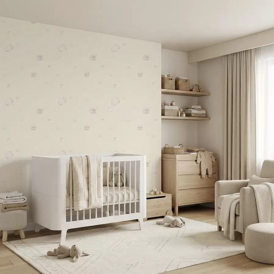 fototapeter Sødt mønster med får og små hjerter a01109