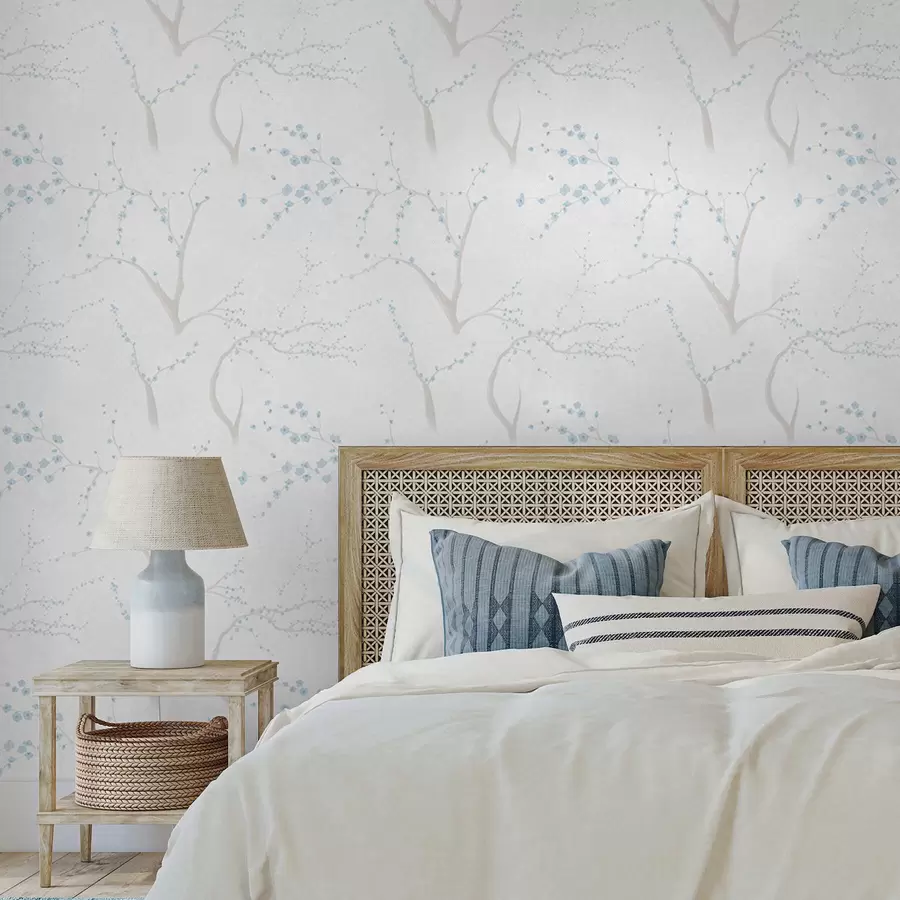 Fototapete Leichte Zweige mit blauen Blüten a01111