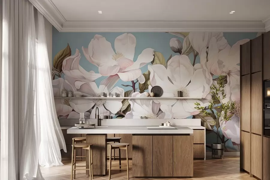 fototapeter Frodige blomster på en gren w05178