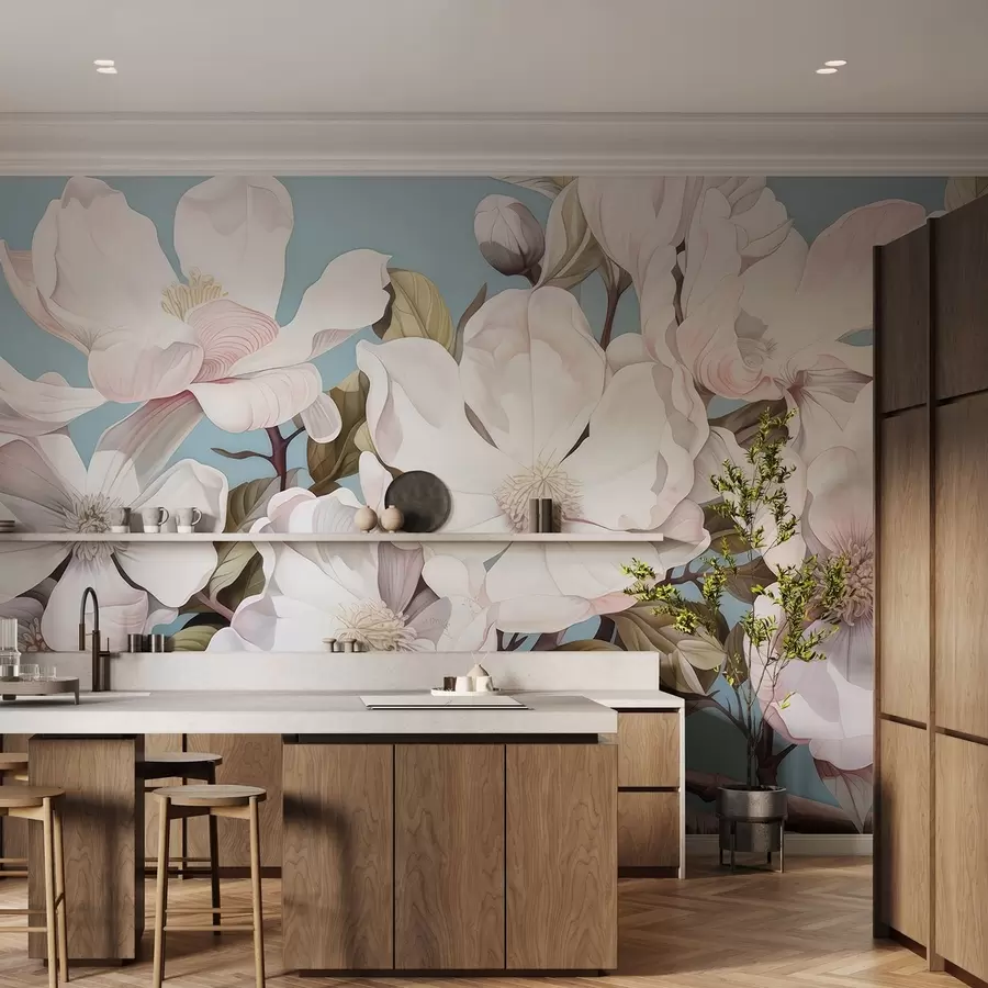 Fototapete Üppige Blumen auf einem Ast w05178