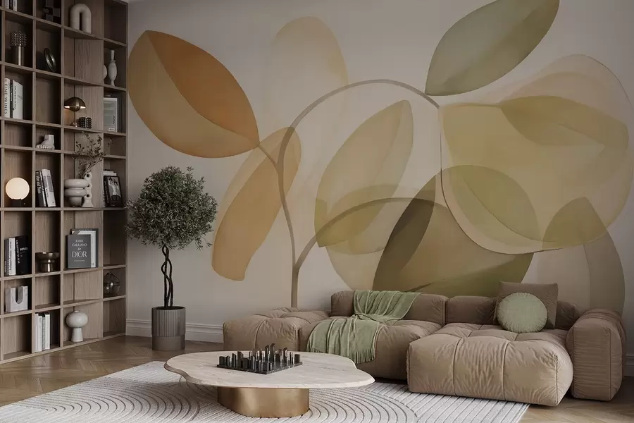 fototapeter Abstrakt blade imiterer maleri w05208