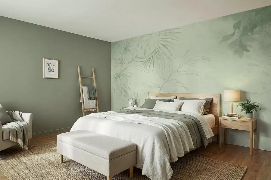 fototapeter Lineære planter på kølig blå baggrund w05128v2