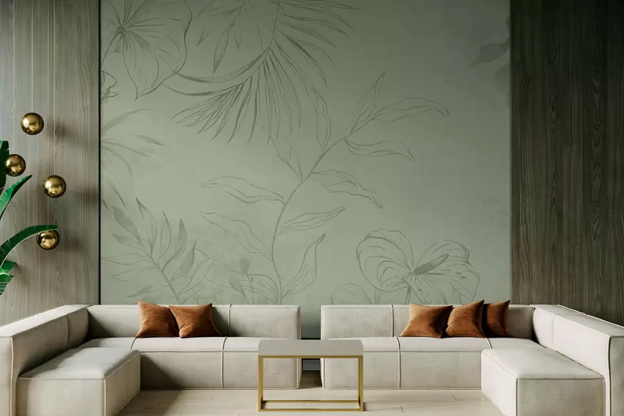 fototapeter Lineære planter på kølig blå baggrund w05128v2