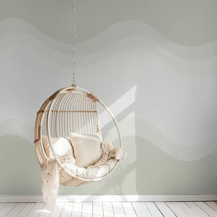 fototapeter Abstrakte bølger i lysegrøn palet w05132v1