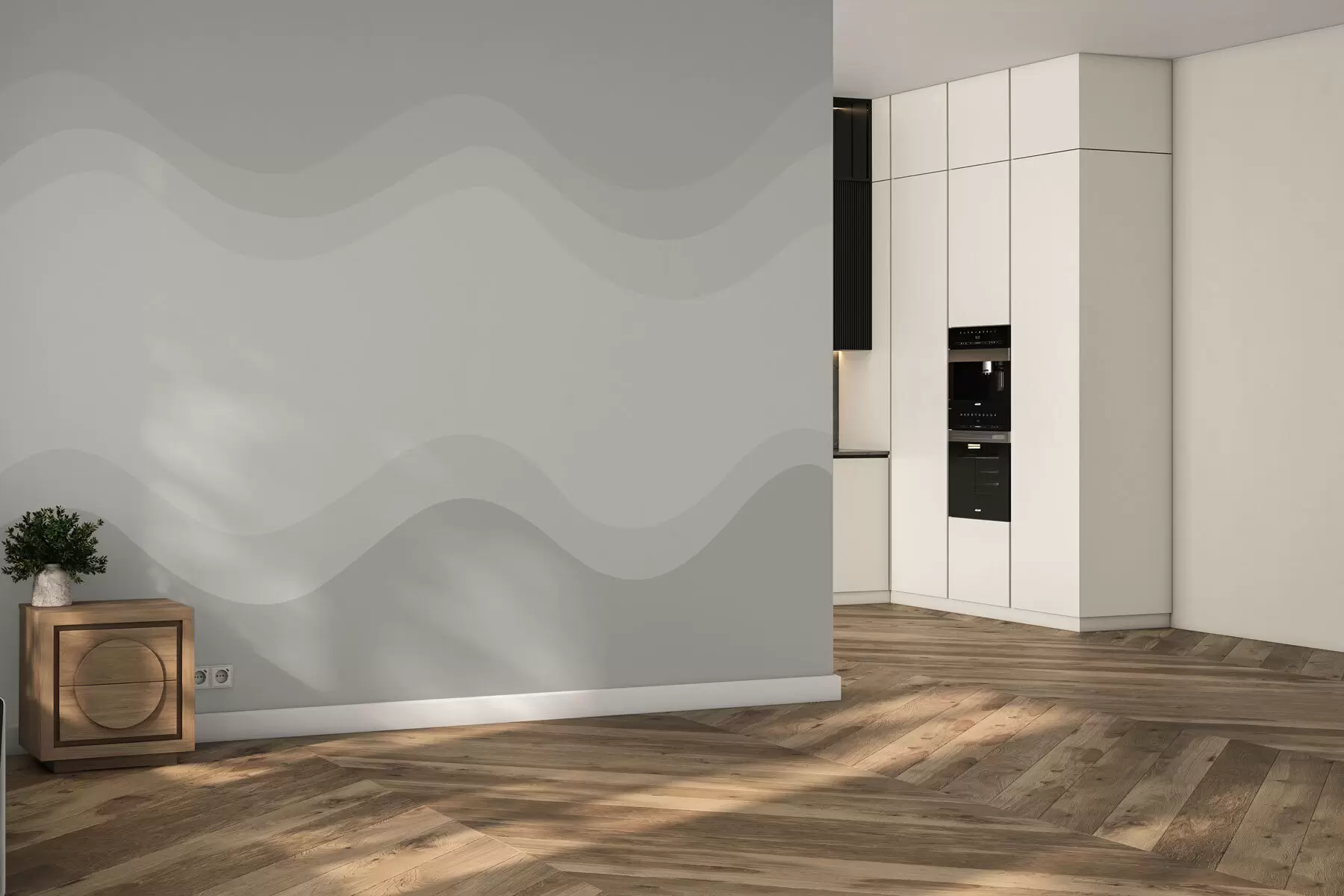 Fototapete Abstrakte Wellen in neutraler Beige-Palette w05132v3