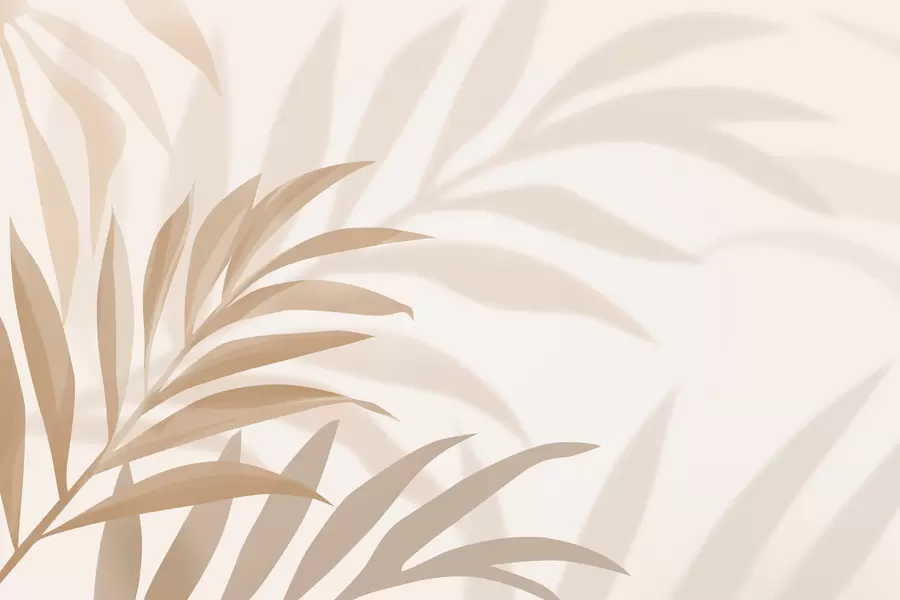 Murale grandes feuilles de palmier incurvées dans les tons beige et marron w05211