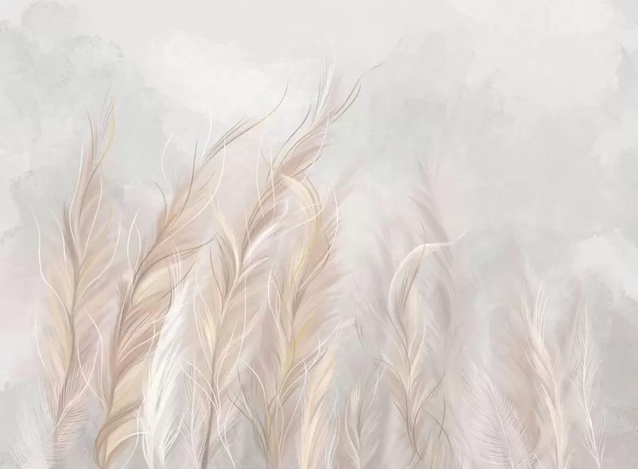 fototapeter Bløde abstrakte fjer i lyse neutrale toner w05153