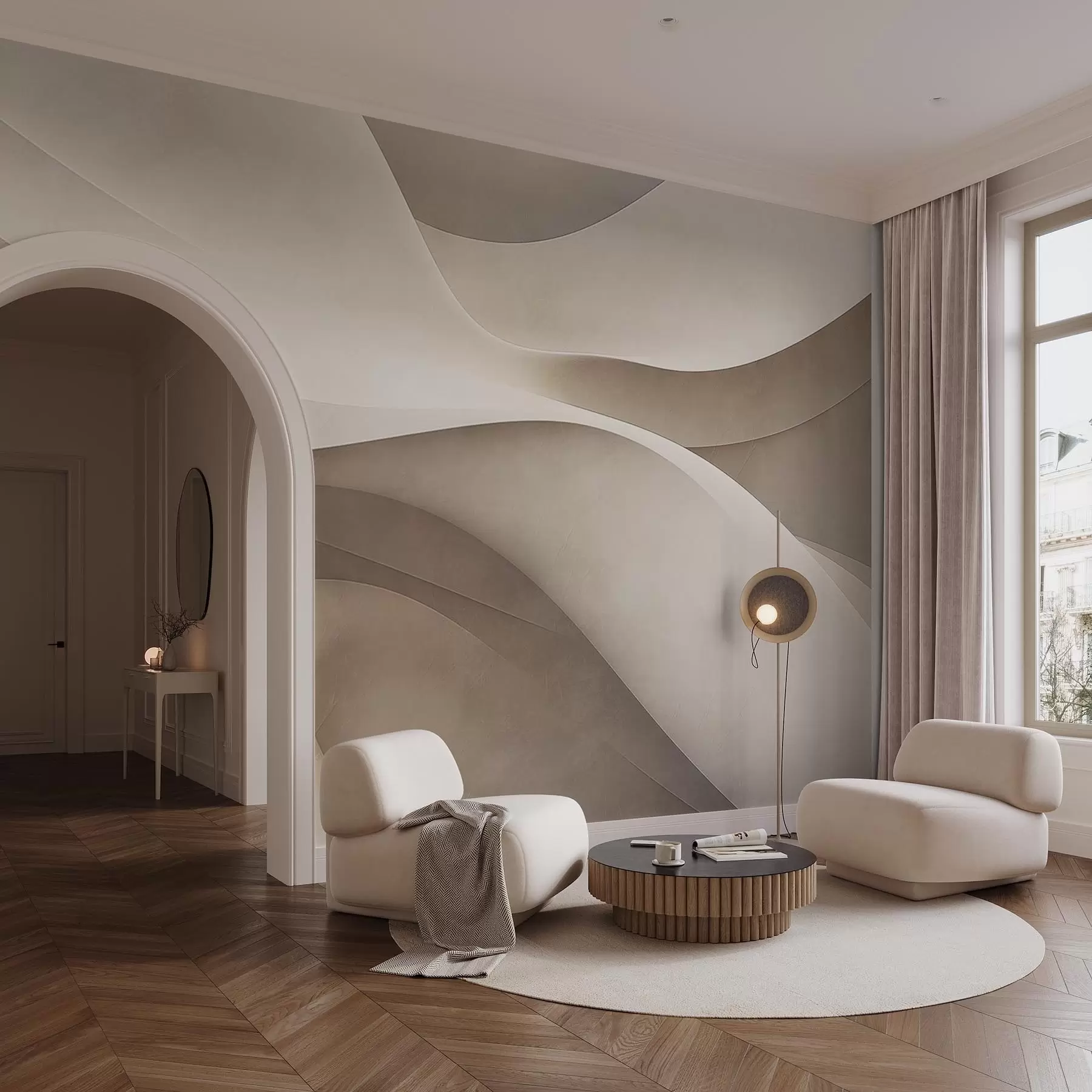 fototapeter Abstrakt væg, bølger w09694