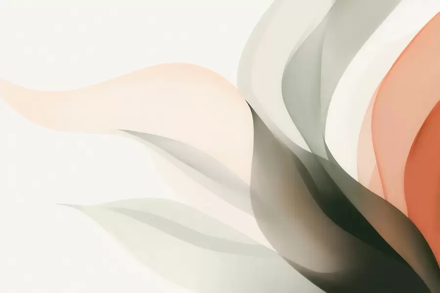 fototapeter Abstrakte pastelfarvede bølger i orange og grønne nuancer w09718